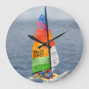 Reloj de pared de arte de velero náutico costero