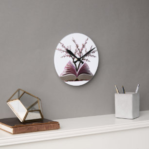 Reloj de pared de arte del libro de flores de cere