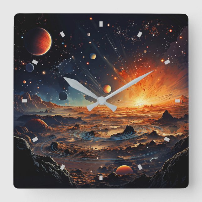 Reloj de pared de arte del sistema solar (Anverso)