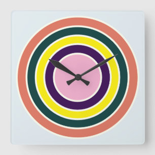 Reloj de pared de arte pop de círculos concéntrico