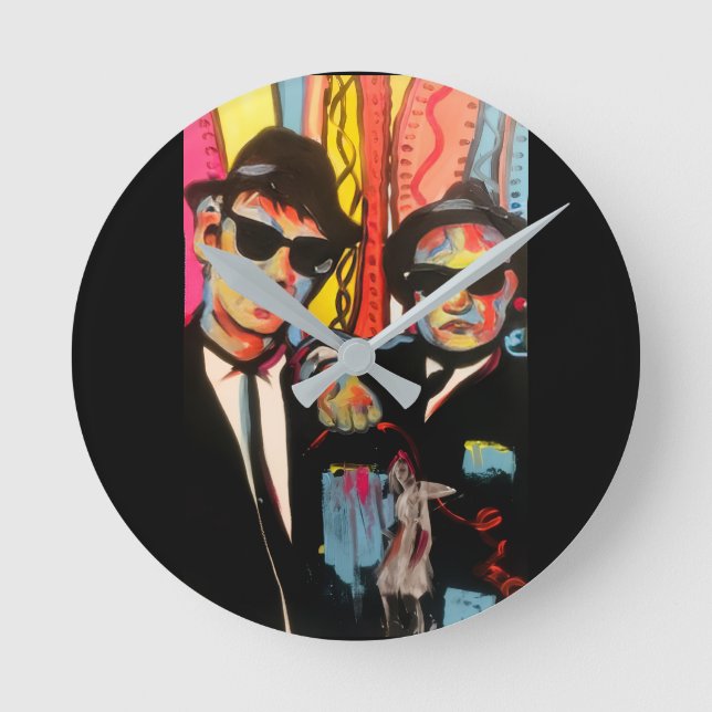 Reloj de pared de arte pop retro Blues Brothers (Anverso)