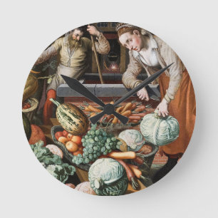 Reloj de pared de arte vintage "Market Scene"