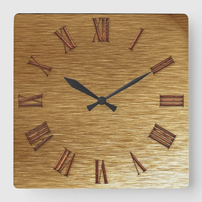 Reloj de pared de aspecto Metalizado de oro cepill (Anverso)