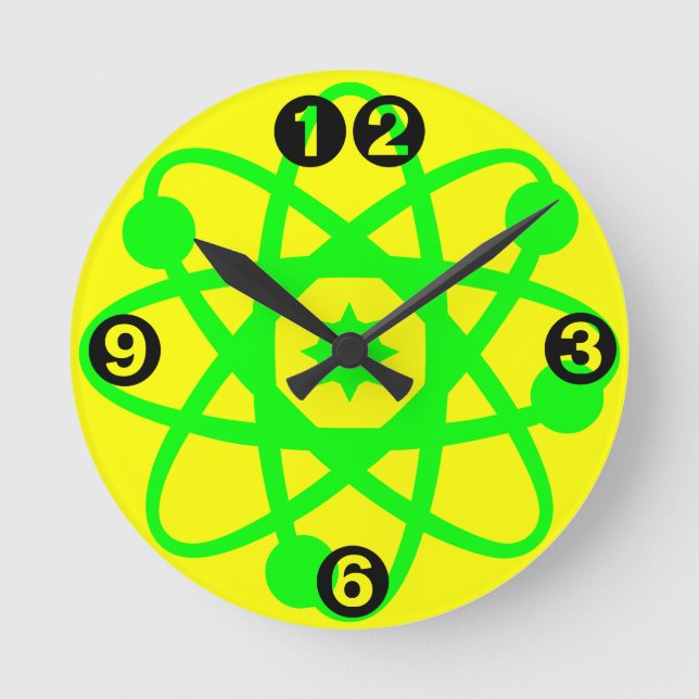 Reloj de pared de átomos y electrones (Anverso)