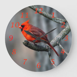 Reloj de pared de aves cardinal del norte