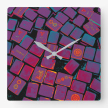Reloj de pared de baldosas de Glow Mah Jongg