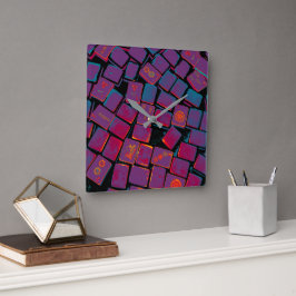 Reloj de pared de baldosas de Glow Mah Jongg