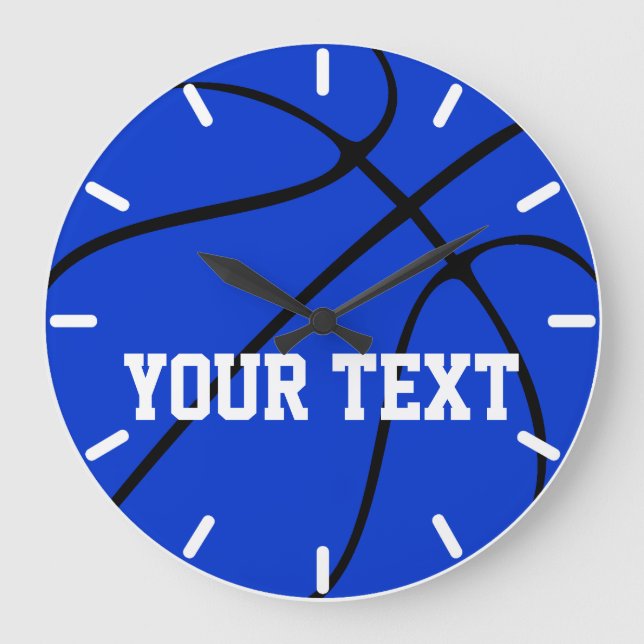 Reloj de pared de baloncesto azul personalizado (Anverso)