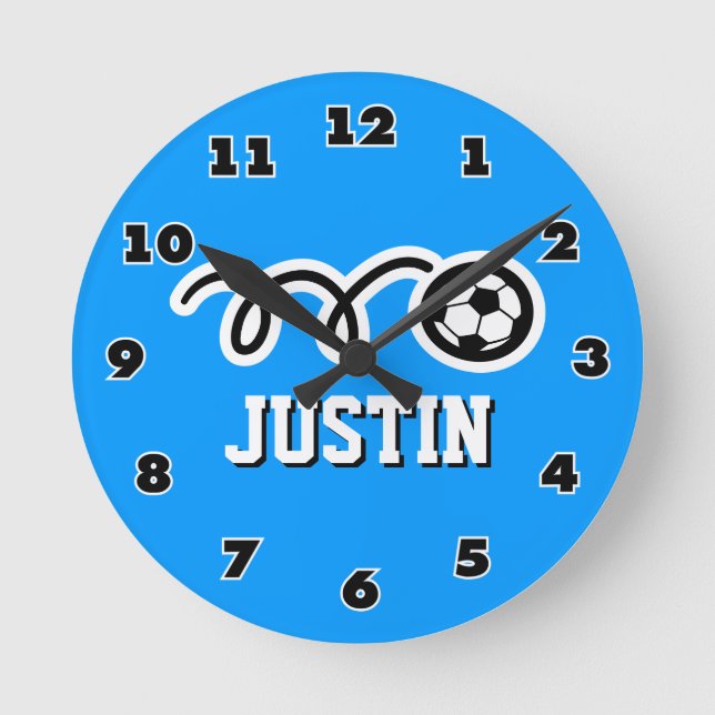 Reloj de pared de baloncesto de fútbol con nombre  (Anverso)