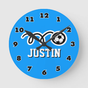 Reloj de pared de baloncesto de fútbol con nombre