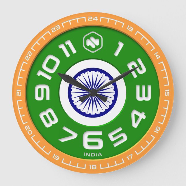Reloj de pared de bandera de India (Anverso)