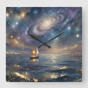Reloj de pared de barco de vela galaxia soñadora -