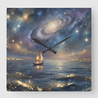 Reloj de pared de barco de vela galaxia soñadora -