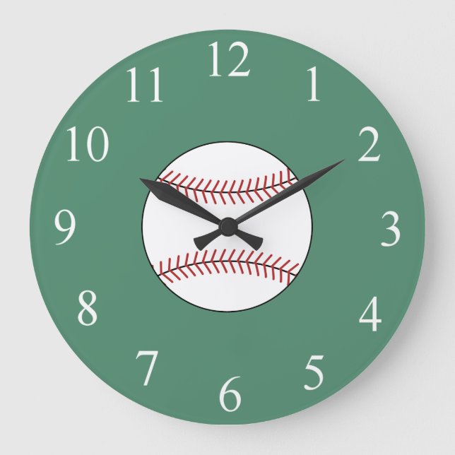 Reloj de pared de béisbol verde (Anverso)