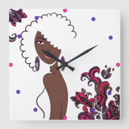 Reloj de pared de belleza afrocéntrico