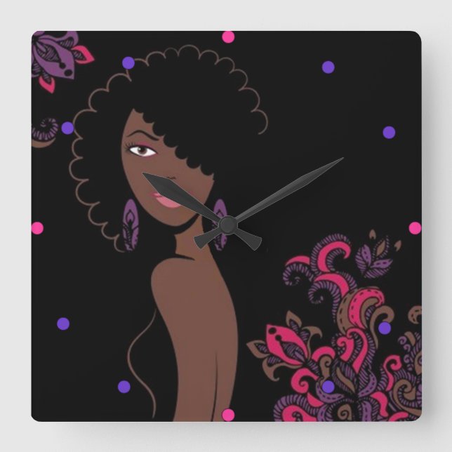 Reloj de pared de belleza afrocéntrico (Anverso)