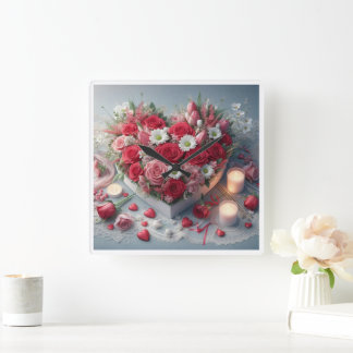 Reloj de pared de belleza floral y eterna