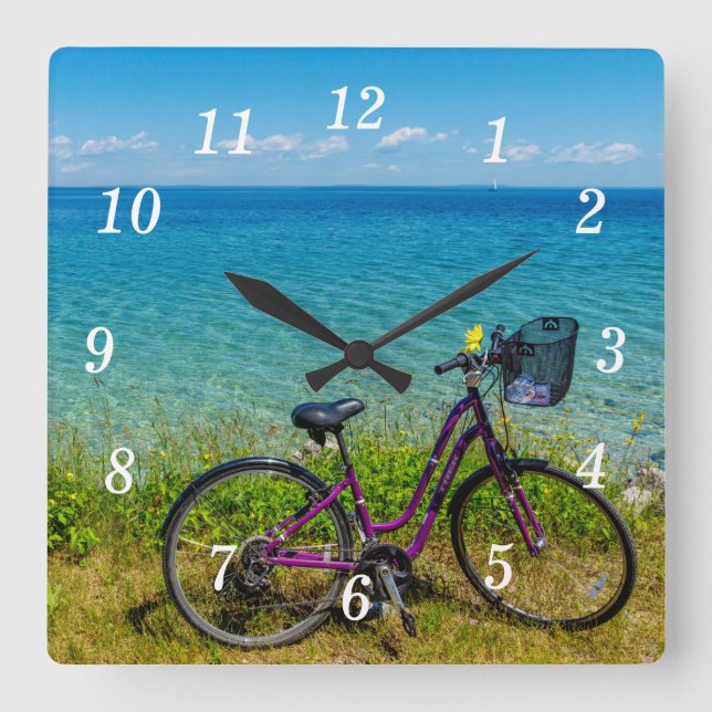 Reloj de pared de bicicletas de la isla Mackinac (Anverso)