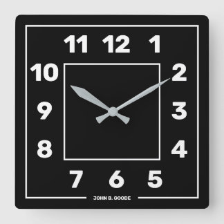 Reloj de pared de Black Square básico personalizad