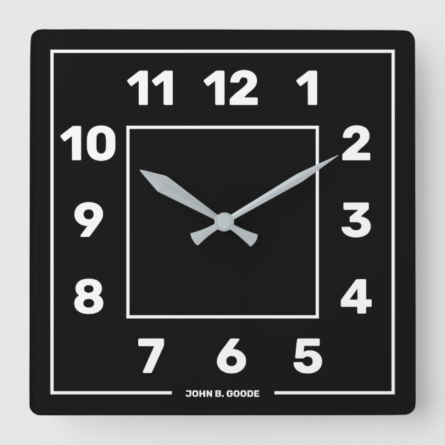 Reloj de pared de Black Square básico personalizad (Anverso)