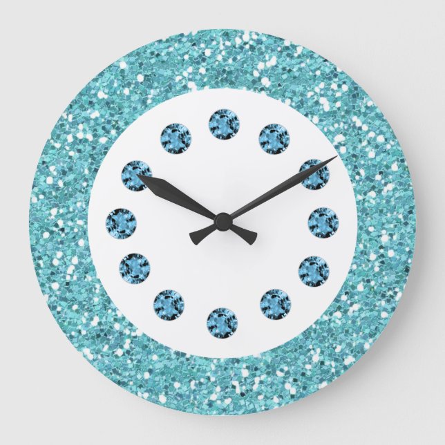 Reloj de pared de Bling de joyas azules (Anverso)