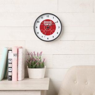Reloj de pared de Bocce Rojo con texto personaliza