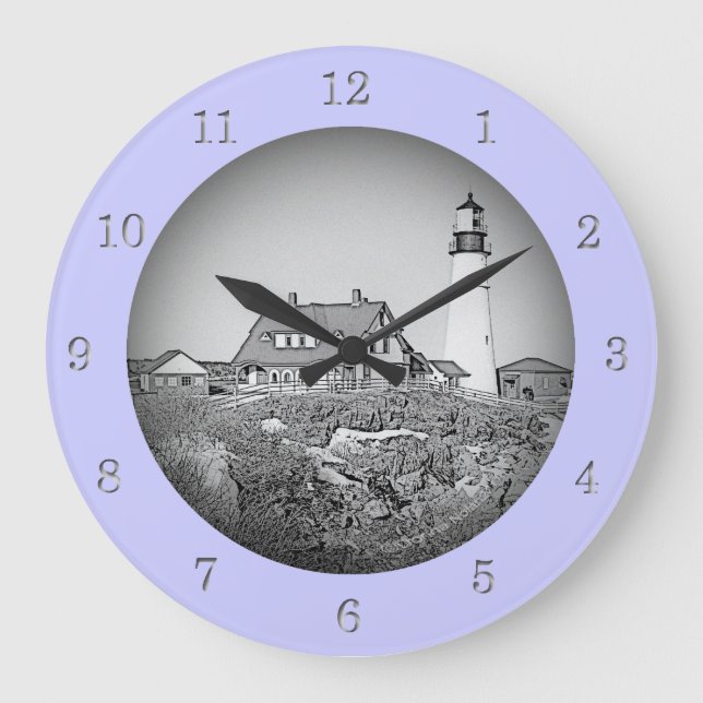 Reloj de pared de boceto Mainland Head Lighthouse (Anverso)