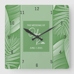 Reloj de Pared de Boda Tropical Verde