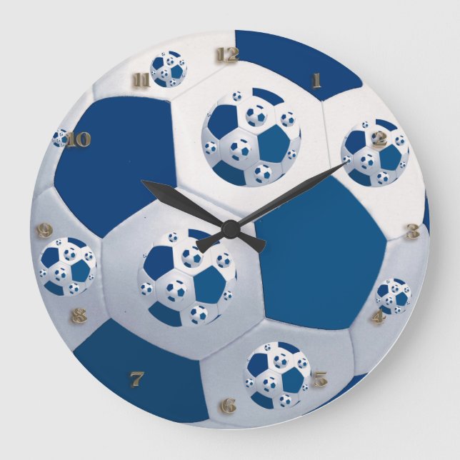 Reloj de pared de bolas de fútbol del espacio azul (Anverso)