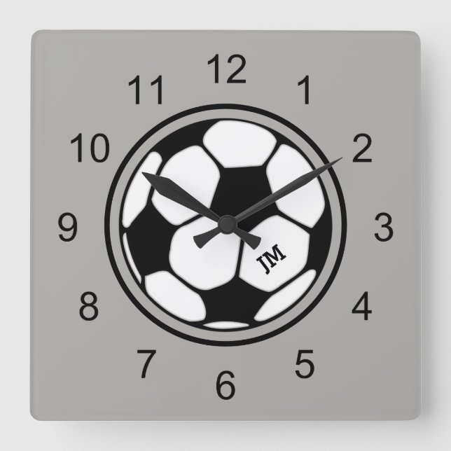 Reloj de pared de bolas de fútbol negro y gris (Anverso)