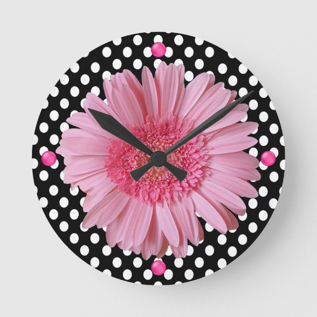 Reloj de pared de bonito rosa Gerber Daisy (Anverso)