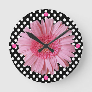 Reloj de pared de bonito rosa Gerber Daisy