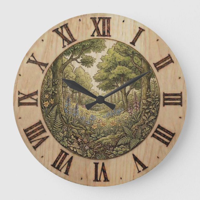 Reloj de pared de bosque primaveral – Decoración d (Anverso)
