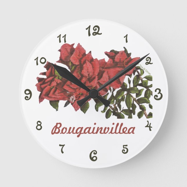 Reloj de pared de Bougainvillea (Anverso)