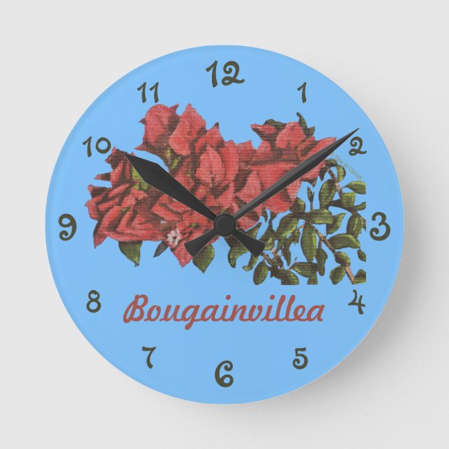 Reloj de pared de Bougainvillea (Anverso)
