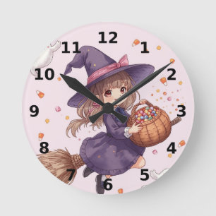 Reloj de pared de bruja de caramelo de Halloween