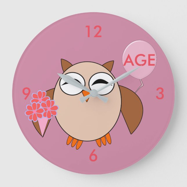 Reloj de pared de búho de edad Personalizado (Anverso)