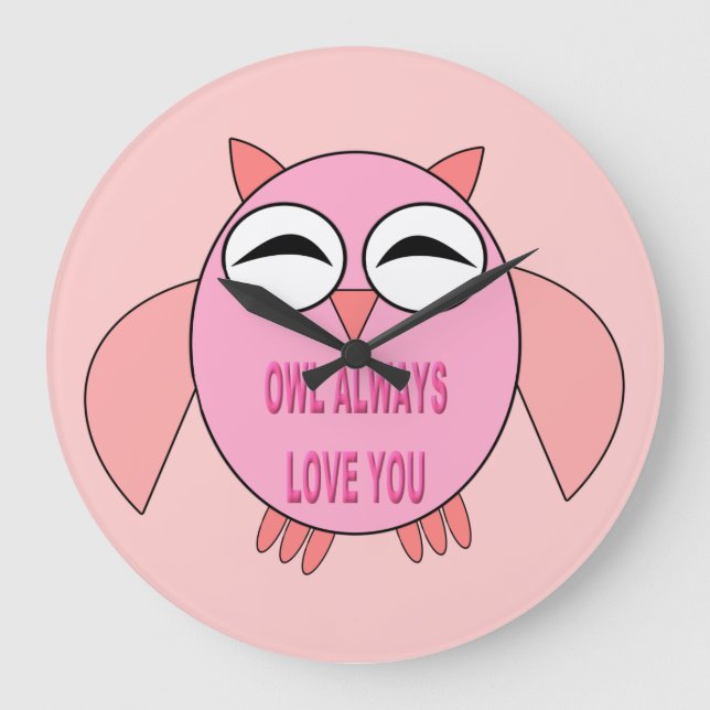 Reloj de pared de búho de mensaje de amor lindo (Anverso)
