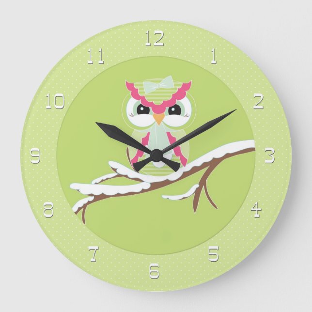 Reloj de pared de búho de nieve (Anverso)