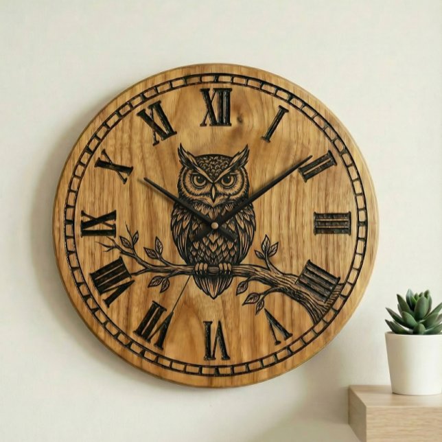 Reloj de Pared de Búho - Diseño de Estilo de Mader (Subido por el creador)