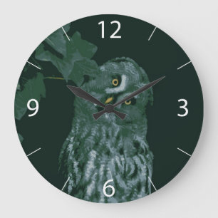 Reloj de pared de búho gris grande
