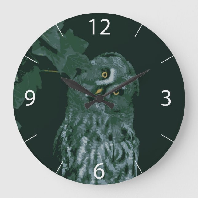 Reloj de pared de búho gris grande (Anverso)