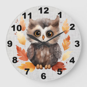 Reloj de pared de búho otoño