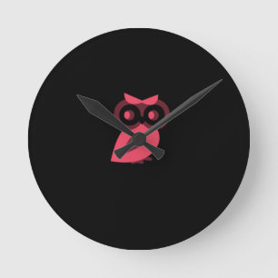 Reloj de pared de búho rosa