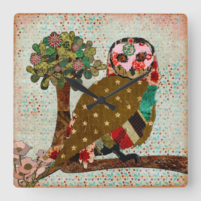 Reloj de pared de búho Rosa (Anverso)