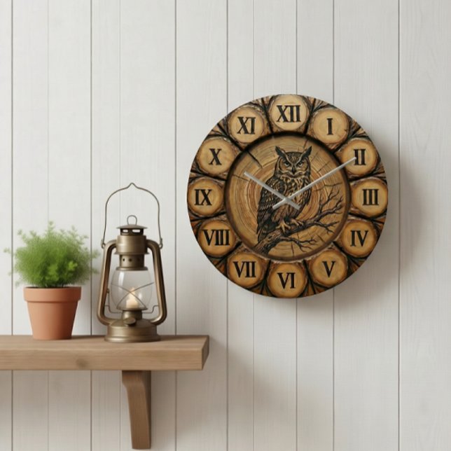 Reloj de pared de búho rústico | Decoración de cab (Subido por el creador)