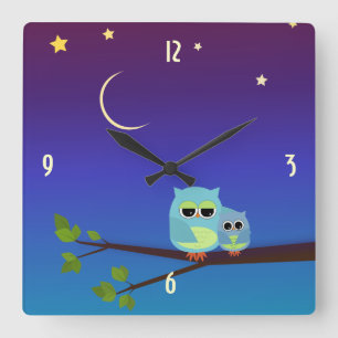 Reloj de pared de búhos nocturnos