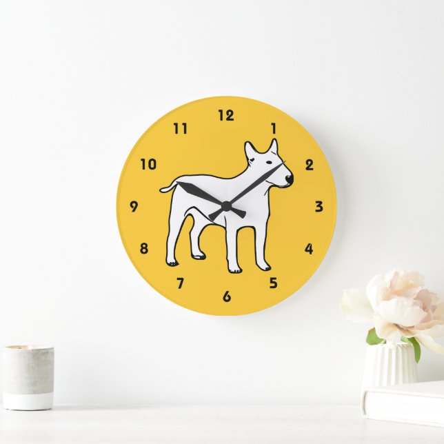 Reloj de pared de Bull Terrier - Moderno amarillo  (Hogar)