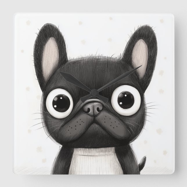 Reloj de Pared de Bulldog Francés Adorable (Anverso)