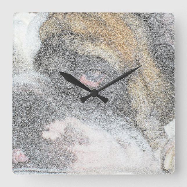 Reloj de pared de Bulldog inglés escabroso (Anverso)